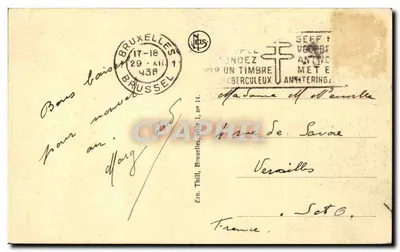 Bruxelas — A Bolsa — vista da praça com trams — editor Thill, n° 14 — Verso
