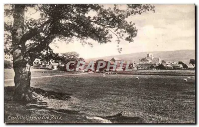 Cartmel, do Parque — vista do vilarejo com igreja e ovelhas — F. Frith & Co. Ltd. Bolsgate, série Frith's Series