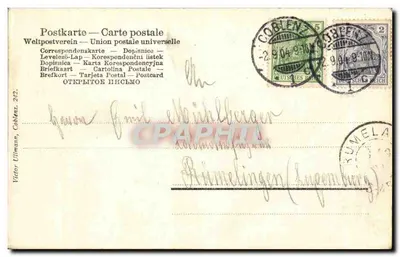 Coblence a. Rh. — Monumento Provincial do Imperador Wilhelm I. — Victor Ullmann, n° 242 — Verso