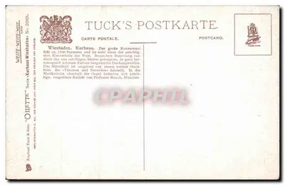Wiesbaden. Kurhaus. Grande Sala de Concerto — Tuck's Postkarte, série 'Oiette', n° 2001 — Verso