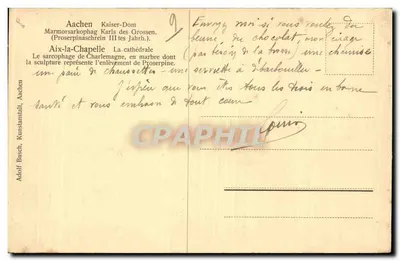 Aachen — Sarcófago de Carlos Magno — editor Adolf Busch, Aachen — Verso