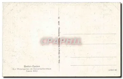Baden-Baden — Zimny ogród domu rozmów Louis XVI — Wydawnictwo z Baden-Baden — Rewers