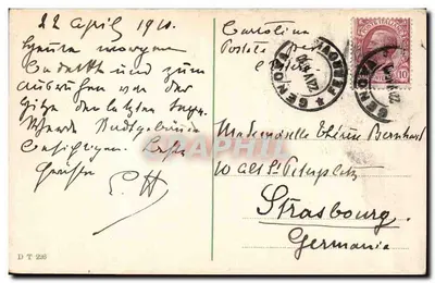 Genova — widok portu między dwoma palmami — wydawca nieznany — Rewers
