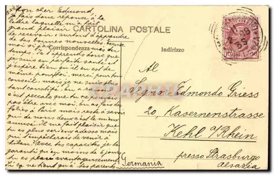 Piazza del Popolo w Rzymie — figura jeździecka — Cartolina Postale — Rewers