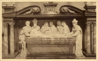 São Huberto. A Basílica. A colocação do corpo de Cristo no túmulo à entrada da Basílica — Em. Thill, Bruxelas