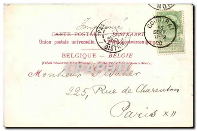 Courtrai. Estátua de Monsenhor De Haerne — editor De Haponge, número de série não visível — Verso