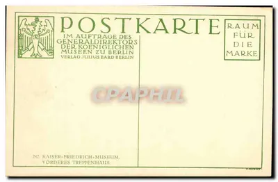 Statua jeździecka w Muzeum Imperatora Fryderyka — Wewnętrzne schodowe wejście — Wydawnictwo Julius Bard Berlin — Rewers