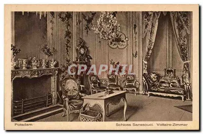 Schloss Sanssouci - Quarto de Voltaire — editor Kunstverlag Robert Hugel, Berlin SW 48, n° 1485