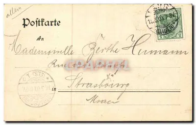 Lahr i. B., Storchenturm — kamieniana wieża z lianami, wydawca Gebriider Metz, Tübingen, nr 22719 — Rewers