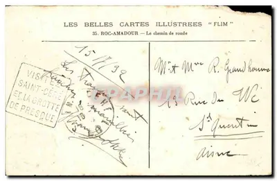 Château de Rocamadour — Les belles cartes illustrées "Flim" — n°35 — Verso