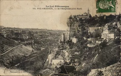 Antika kartpostal Rocamadour, Hospitalet'ten bakış