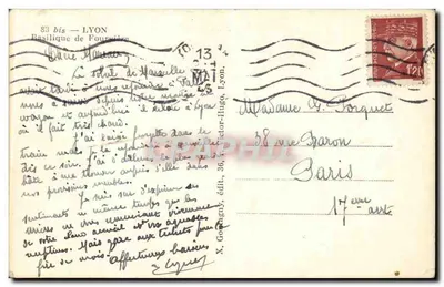 Basílica de Fourvière — Lyon — X. Gorgny, editor — Verso