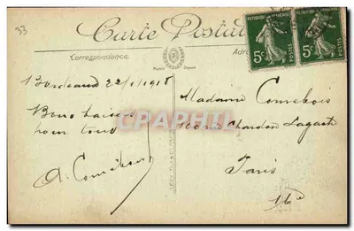 Bordeaux — Coluna dos Girondinos e os Quinconces — Selecta LL — Verso