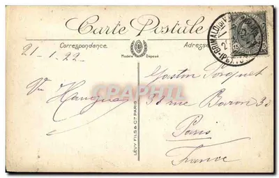 Menton — granica francusko-italijska — Hotel Miramar i Kasyno na Czerwonych Skalach — wydawca Lévy Fils & Cie, nr 128 — Rewers