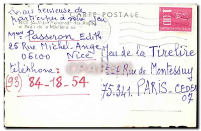 Widok z Promenady Anglijskiej w Nicei — Hotel Royal Hôtel — wydawca Cim — Rewers
