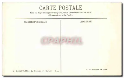 Langeais — O Castelo e a Igreja — Carte Postale de Luxe — Verso