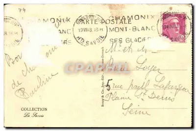 Chamonix — Téléférique de Plan-Praz et le Brévent — Cliché A. Jaun — Verso
