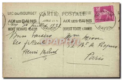 Aix-les-Bains — Vue Générale et Lac du Bourget — Éditeur B. F. Lue, n°32 — Verso