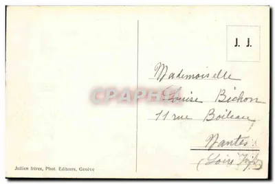 Chamonix - Ogólny widok i Mont-Blanc — J. J. 6002 — Jullien bracia, Genewa — Rewers