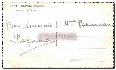 Granville (Manche) — Vista sobre o Bassin — Emma Beaupard, n° 43 — Verso