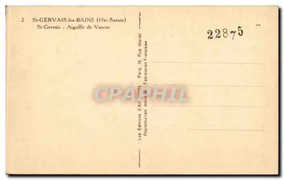 St-Gervais-les-Bains (Haute-Savoie) — widok panoramiczny z kościołem i górami — Les Éditions d'Art Lyon — Rewers