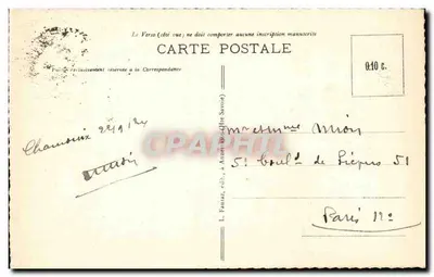 Wielkie Jorasse (4206 m) — Wielkie Aiguières — Morze lodowe — Chamonix-Mont-Blanc (Wysokie Sałwje) — G.R. 496 — Wydawca L. Fauzat — Rewers