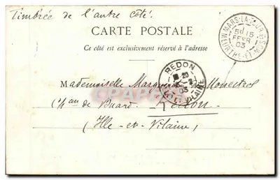 Alívio em relevo de Cavalaria — Mars-la-Tour, 15 de fevereiro de 1903 — editado por Vve Arnauld, Mars-la-Tour — Verso