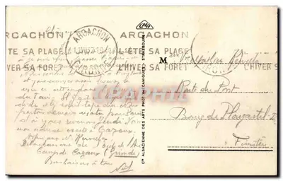 Arcachon - Côte d'Argent - Plaża — wydawca Cie Alsacienne des Arts Photographiques — Rewers