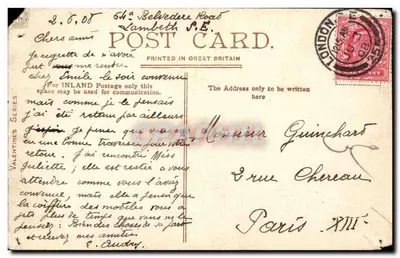 Häuser des Parlaments, London — Ansicht des Flusses mit Booten — Verlag Valentine's Series, Nr. 7776 — Rückseite