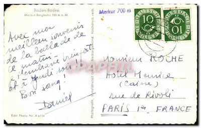 Baden-Baden — Teleferiek Merkur 700 m — uitgever Echi Photo Nr. A 6734 — Achterkant
