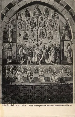 Limburg a.d.Lahn — Antigo quadro mural do coro: Árvore genealógica de Maria — Louis Glaser, Leipzig, n°14035