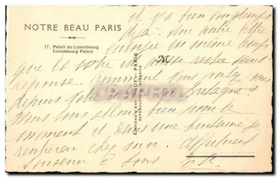 Palácio do Luxembourg — Paris — Éditions Guy — Verso