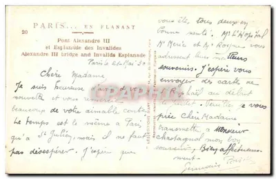 Most Aleksandra III i Esplanada Invalidów — Paryż — Wydawnictwo Sztuki, nr 20 — Rewers