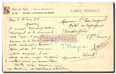 Kościół św. Etienne-du-Mont — figura w centrum — wydawnictwo Braun & Cie, nr 48 — Rewers