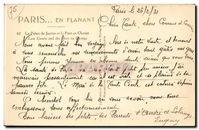 Paris — O Palácio de Justiça e o Ponte au Change — Verso