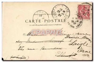 Louwra — widok mostu au Change i nabrzeża — E.L. Châtain (wydawca) — Rewers