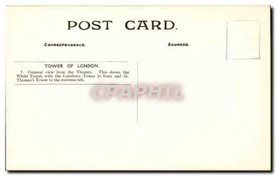 Torre de Londres — vista geral da Tamisa — editor não identificado — Verso