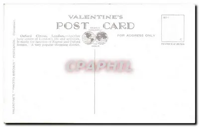 Oxford Circus, Londra — vista animata — Valentine's Photo Brown, n° 220152 — Verso