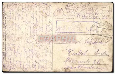 Tilsit — O crematório bombardeado — Verlag Fritz Krauskopf, Königsberg — Verso