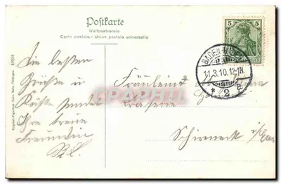 Baden-Baden, część w. d. Seufzer-Allee m. Landesbad — figura i budynki w parku — Rewers