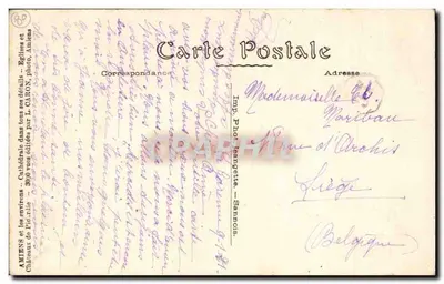 Amiens — Widok katedry z lotu ptaka — Imp. Phot. L. CARON, Amiens — Rewers
