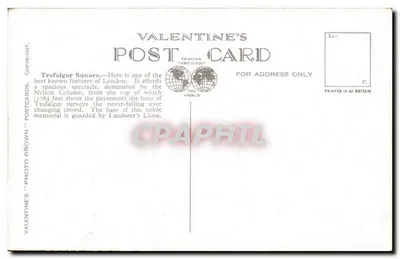 Trafalgar Square & Whitehall, Londyn — Valentine's Photo Brown, n° 209385 — Rewers