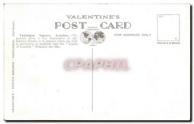 Trafalgar Square, Londyn (w nocy) — Valentine's Photo Brown, nr 209381 — Rewers