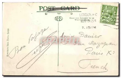 Ludgate Hill met de beeld van koningin Anne — Kingsway Real Photo Series, n° 16012 — Achterkant