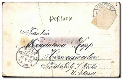 Stara pocztówka Pamiątka Kriegera w Karlsruhe — Rewers