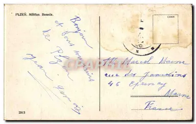 Příbram — Hotel miejski — wydawca nieznany, nr serii 2913 — Rewers