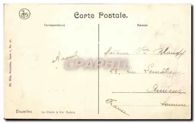 Interior da catedral — A cadeira de Santa Gudula — Éd. Nels, Bruxelas, Série 1, No. 47 — Verso