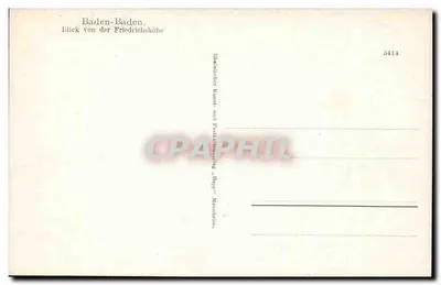 Baden-Baden — vista de la Friedrichshöhe — editor: Blämlischer Kunst- und Postkartenverlag, Heppenheim — Reverso