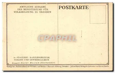 Zamek i Galeria Strzelecka — Drezno — wydawca Julius Bard, Berlin — Rewers