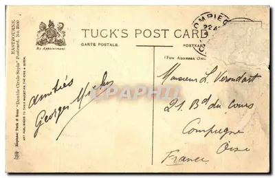 Castelo de Pevensey — Eastbourne — Meads Road — Tuck's Post Card — Verso